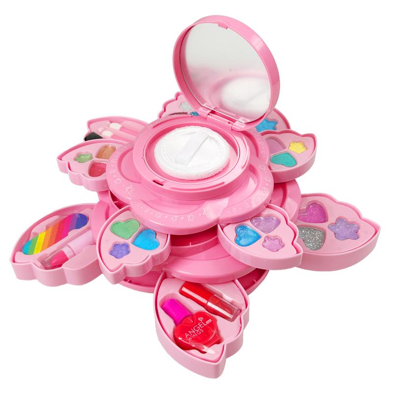 Petal-Shaped Makeup Pretend Play, Princess Cosmetics Toys with Storage Case, Children's Cognitive Toys Makeup Play Kit for Nursery, Home, Early Learning Centre