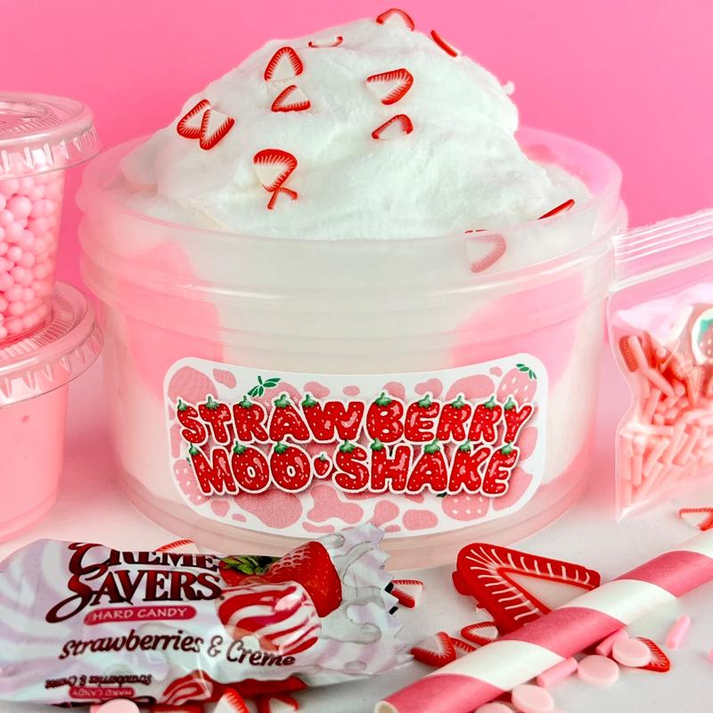 Strawberry Moo-Shake Cloud Creme Slime with Mix-ins & Candy