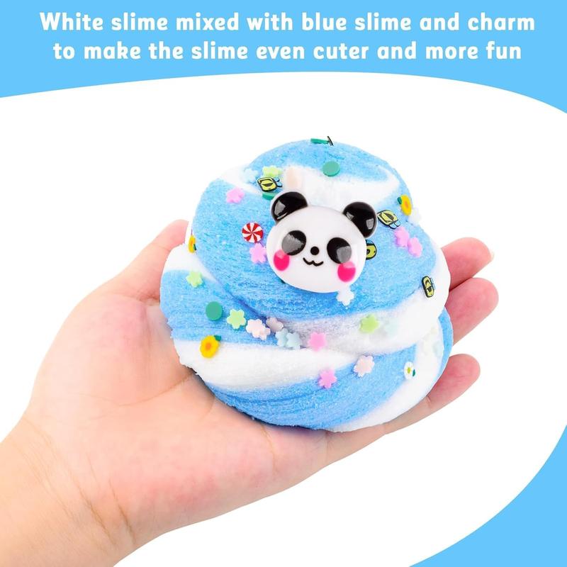 10 Pack Christmas Cloud Slime Kit with Peachybaby Blue Cake Fruits Animals, and Pink Charms, Scented DIY Slime Supplies for Girls and Boys, Stress Relief Toy for Kids, Education Birthday Party Favor