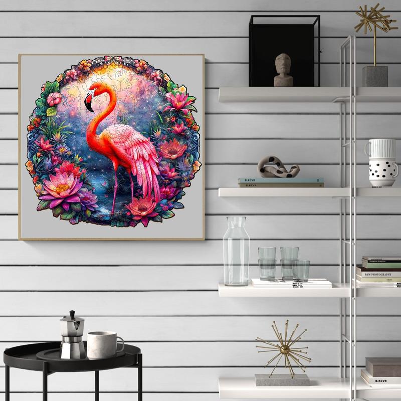 Elegant Flamingo Wooden Jigsaw Puzzle for Kids and Adults