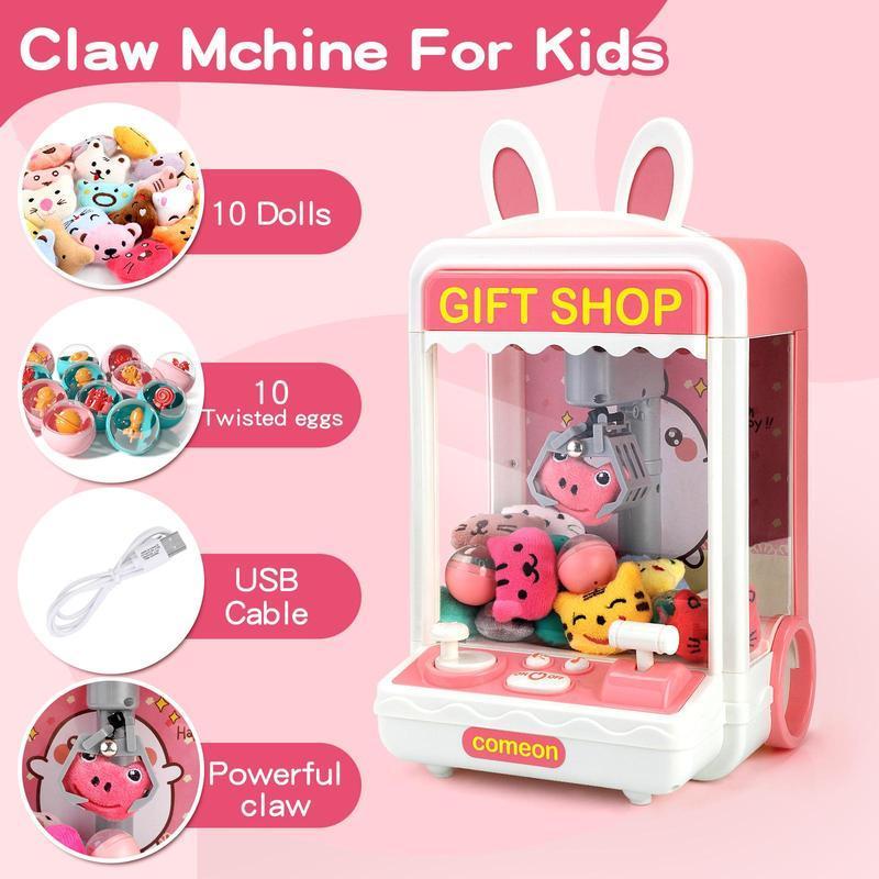 Spring Cute Rabbit Design Electronic Claw Machine Toy, 1 Set Mini Gift Shop Claw Machine Twist Egg Venting Machine, Easter Essentials Interactive Toy