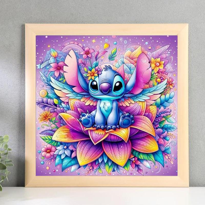 Stitch Pattern DIY Diamond Arts Colorful Painting without Frame, 1 Count 5D Full Round Diamond Arts Colorful Painting Kit, Wall Art Decor for Home, Christmas, Christmas Gift