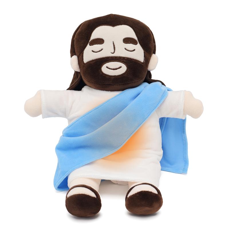 Yelakey Officially Jesus Plush Breathing Soothing Jesus Stuffed Animal Heart of Jesus Toy Savior Doll for Church Sunday School Religious Easter Gift for Kids