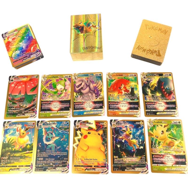 Pokemon Playing Card Set 100 Gold Plated Cards (80vmax+20vstar) New Beautiful Fighting