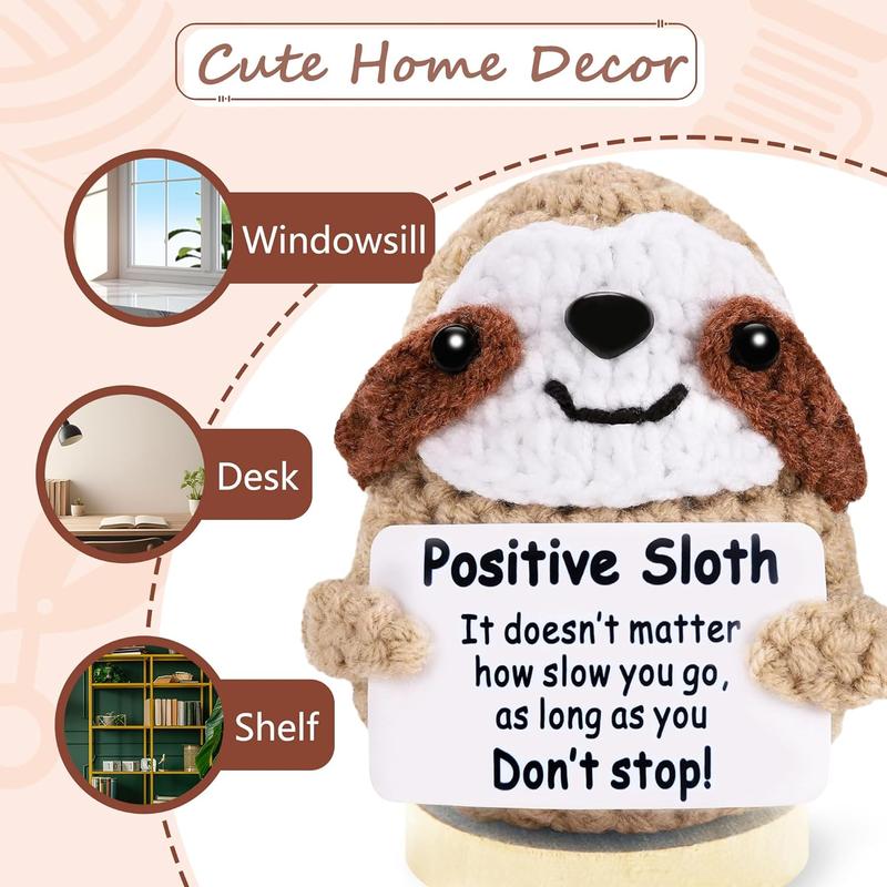 Positive Crochet Animals, Handmade Positive Sloth Home, Sloth Gifts for Women Men Friends Family