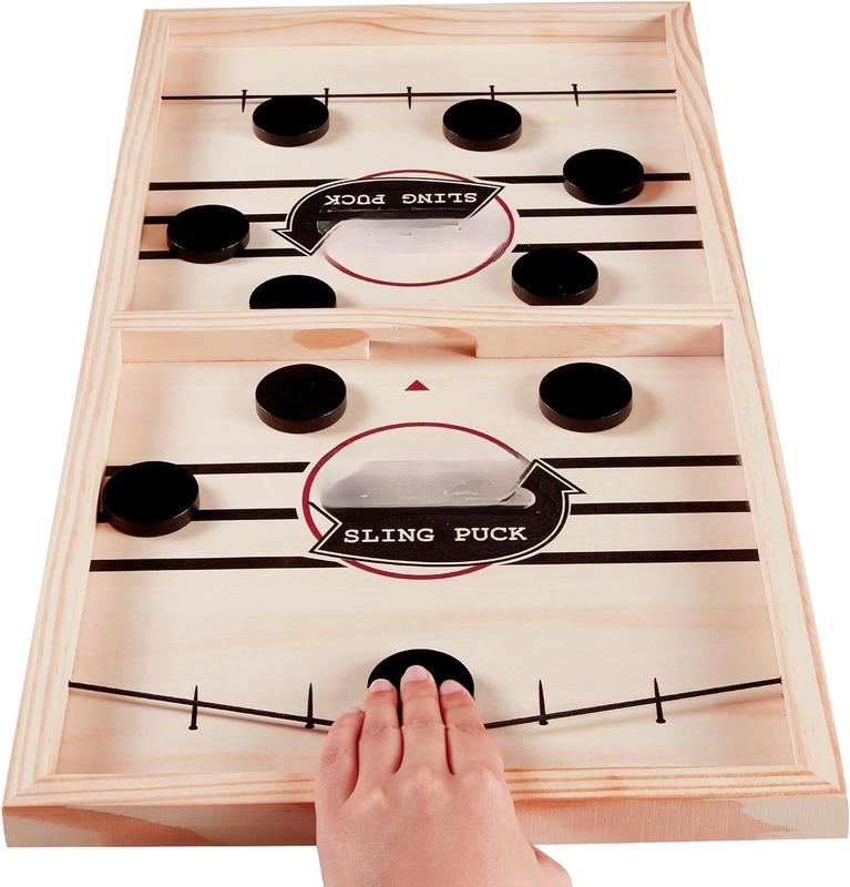 Fast Sling Puck Game,Wooden Hockey Game,Super Foosball Table,Desktop Battle Parent-Child Interaction Winner Slingshot Game,Adults and Kids Family Game Toys