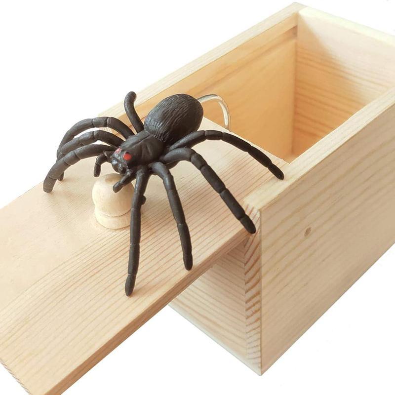 Original Spider Prank Box,Handdmade WoodenPop Out Rubber Spider Scare Box Joke ToysPrank Adults Prank Gift, Pranks for Adults Stuff