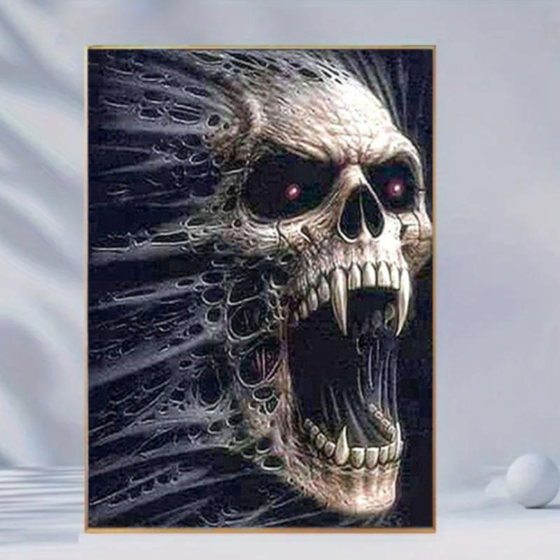 Screaming Skull Pattern Diamond Painting Kit, Halloween DIY Diamond Painting without Frame, Handmade Art Crafts for Home Decor