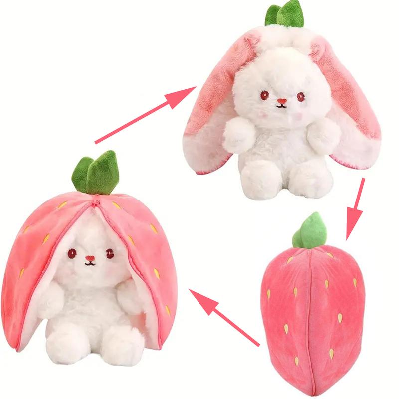 Rabbit Plush Stuffed Animal Strawberry Carrot Bunny Plushie Toy for Girls Thanksgiving Christmas Gift for Kids