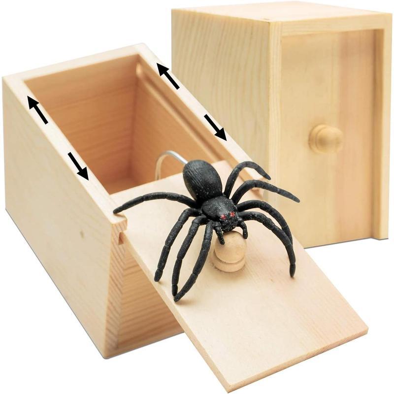 Original Spider Prank Box,Handdmade WoodenPop Out Rubber Spider Scare Box Joke ToysPrank Adults Prank Gift, Pranks for Adults Stuff