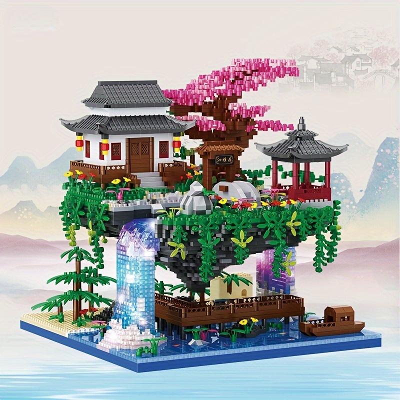 3320pcs Micro Building Blocks Set Chinese Architecture of Peach Blossom, Cherry Blossom Bonsai Tree Building Set, Collectible Models of Classical Famous christmas 2024 ornaments