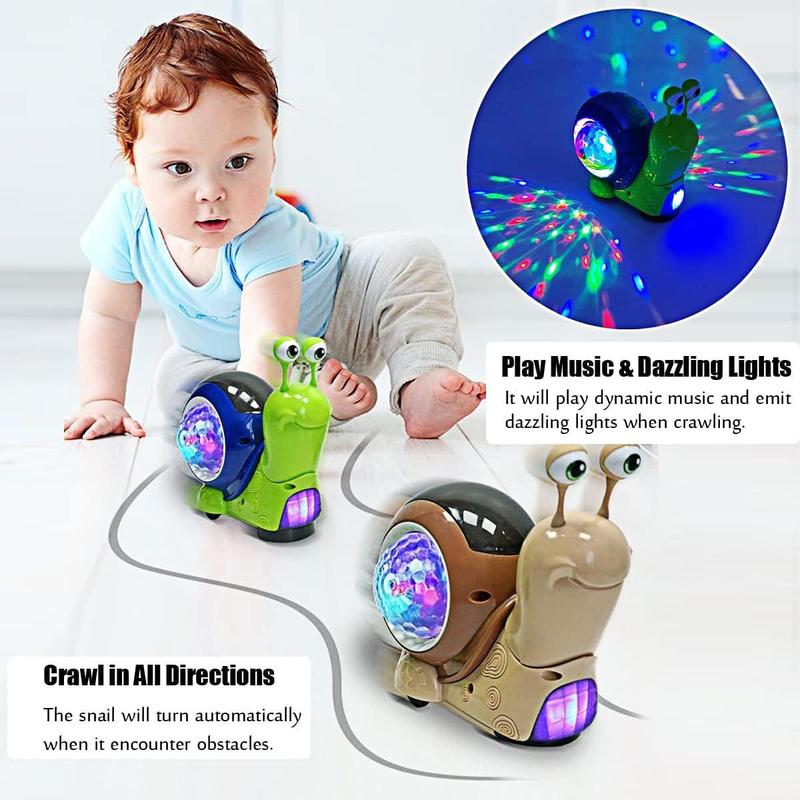 Crawling Snail Design Music Toys, Electric Snail Toy, Cute Electronic Animal Crawl Toy, Toys with Built-in LED Light, Interactive Learning Toy