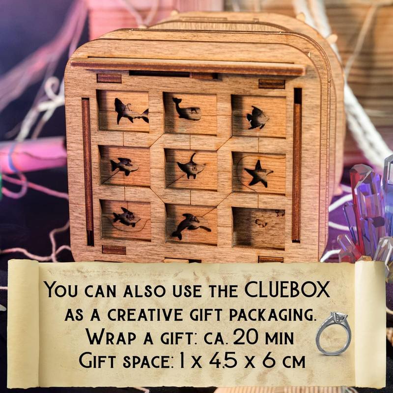 Cluebox - Davy Jones Locker - Escape Room  - Puzzle Box - Gift Box - 3D Wooden Puzzle for Adults - Wooden Jigsaw - Brain Teaser - Birthday Gift Gadget for Men -  Box