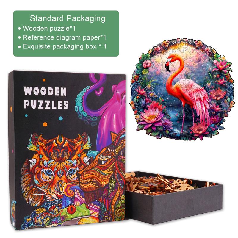 Elegant Flamingo Wooden Jigsaw Puzzle for Kids and Adults