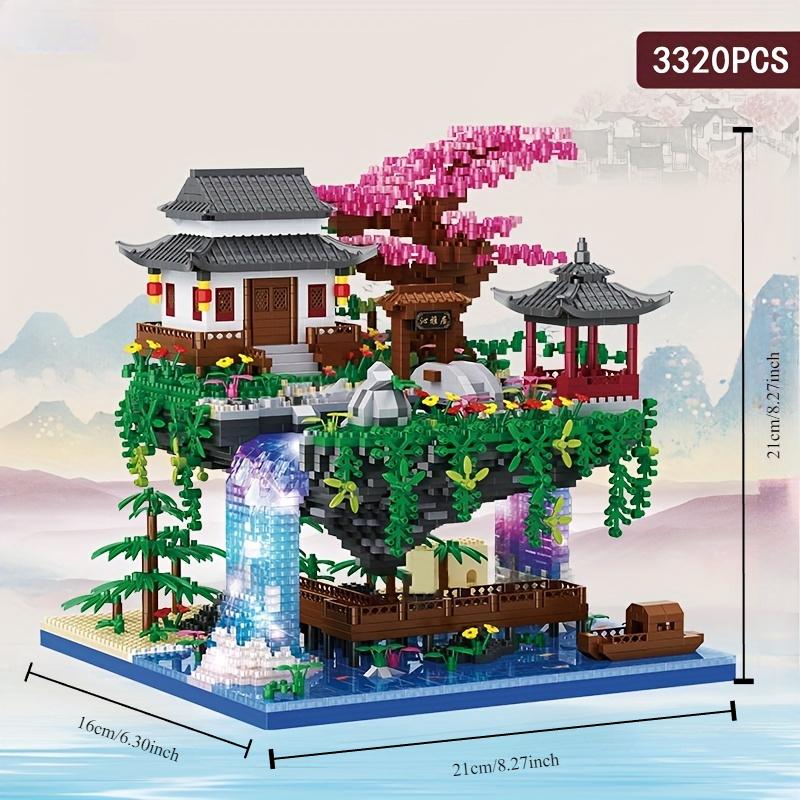 3320pcs Micro Building Blocks Set Chinese Architecture of Peach Blossom, Cherry Blossom Bonsai Tree Building Set, Collectible Models of Classical Famous christmas 2024 ornaments