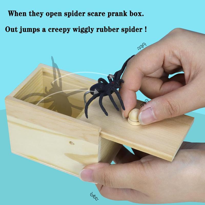 Original Spider Prank Box,Handdmade WoodenPop Out Rubber Spider Scare Box Joke ToysPrank Adults Prank Gift, Pranks for Adults Stuff