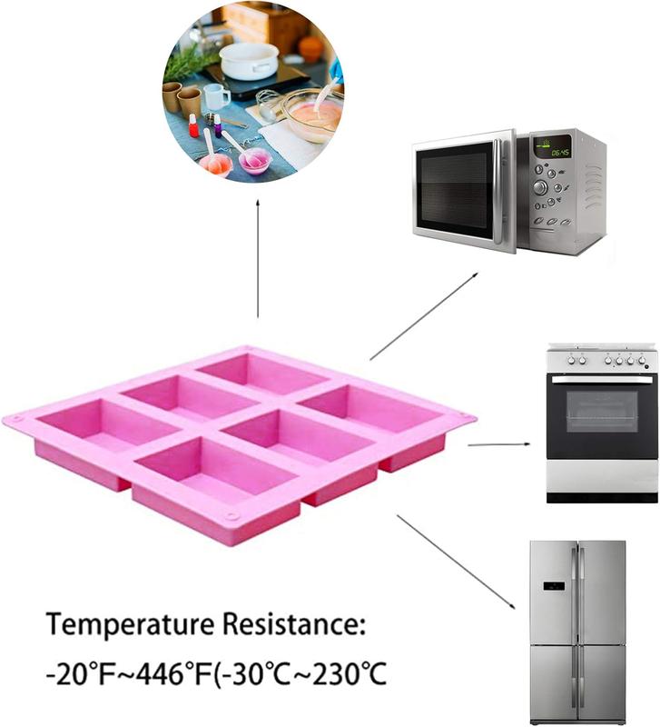 Silicone Soap Molds,6 Cavities Rectangle Silicone Molds for Homemade Craft