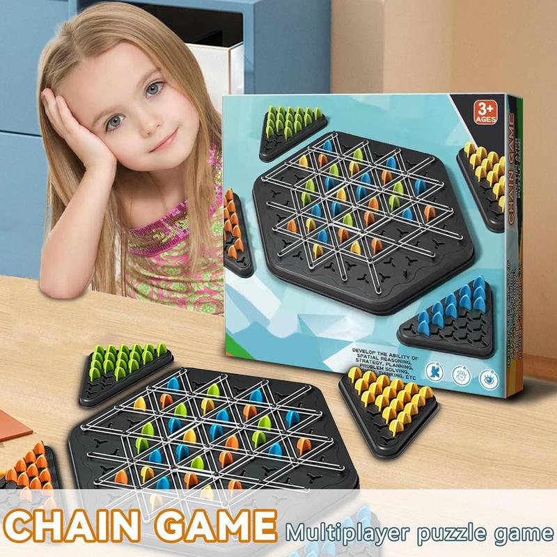 International Chess Game, Colorful Chain Triangle Chess Game, Educational Toy for Kids, Strategy Board Game for Family Game Nights