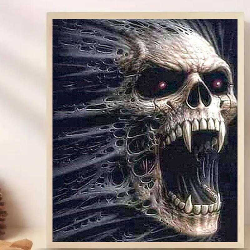 Screaming Skull Pattern Diamond Painting Kit, Halloween DIY Diamond Painting without Frame, Handmade Art Crafts for Home Decor