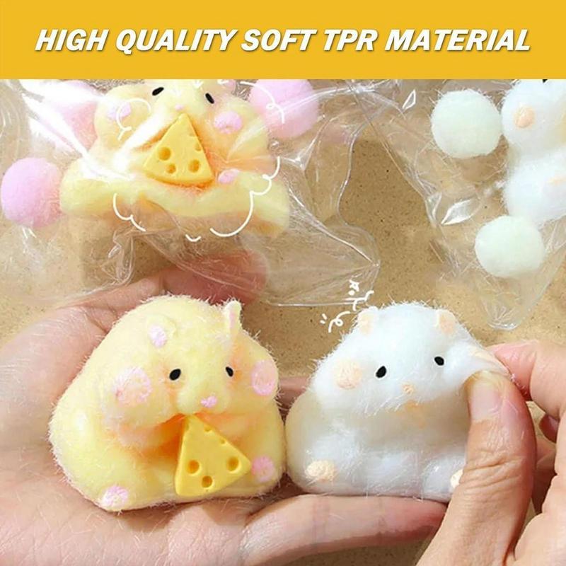 Taba Squishy Toy Mochi Toy Mushy Silicone Fuzzy Cute Hamster Handmade Squishy Toy Tabby Hamster Stress Release Hand Relax Gift