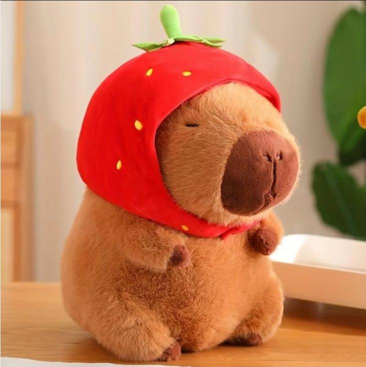 Strawberry Capybara Plush Toy, SummerGifts, Cute Capybara Anime Fluffy Toy,Creative Birthday and Holiday Gift OptionsRoom Decor, Thanksgiving, Chrismats GiftSet Strawberry Capybara