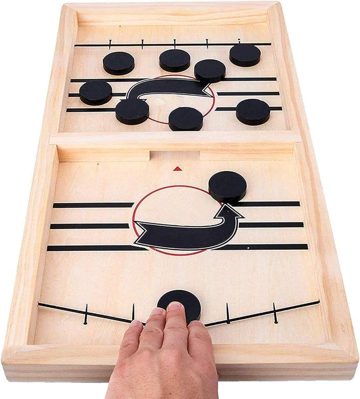 Fast Sling Puck Game,Wooden Hockey Game,Super Foosball Table,Desktop Battle Parent-Child Interaction Winner Slingshot Game,Adults and Kids Family Game Toys