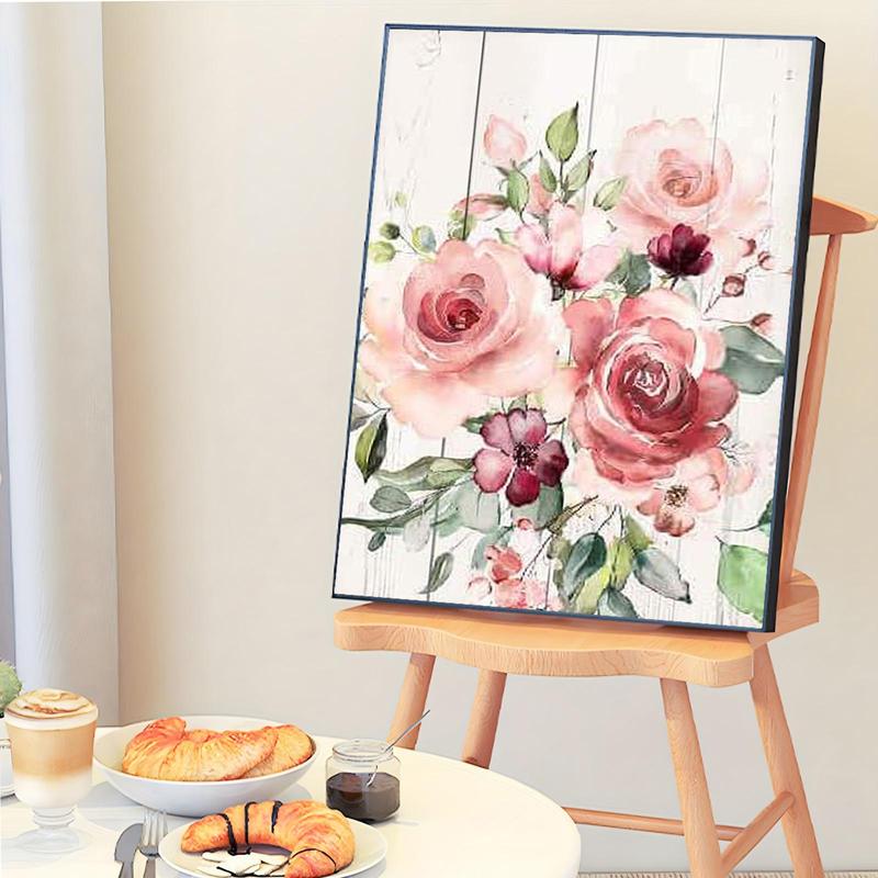 Flower Pattern DIY Painting By Numbers Kit without Frame, 1 Set DIY Paint By Numbers with Brushes & Acrylic Paint, Wall Art Decor for Home Living Room Bedroom