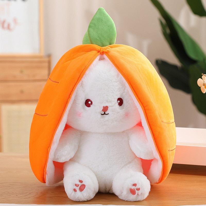 Rabbit Plush Stuffed Animal Strawberry Carrot Bunny Plushie Toy for Girls Thanksgiving Christmas Gift for Kids