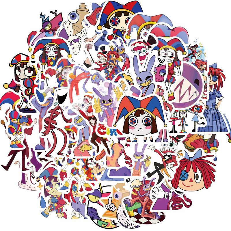 Cartoon Circus Series Sticker, 50pcs set Cute Cartoon Decals, DIY Decorative Sticker for Laptop Phone Computer Guitar Bag Water Cup Scrapbook