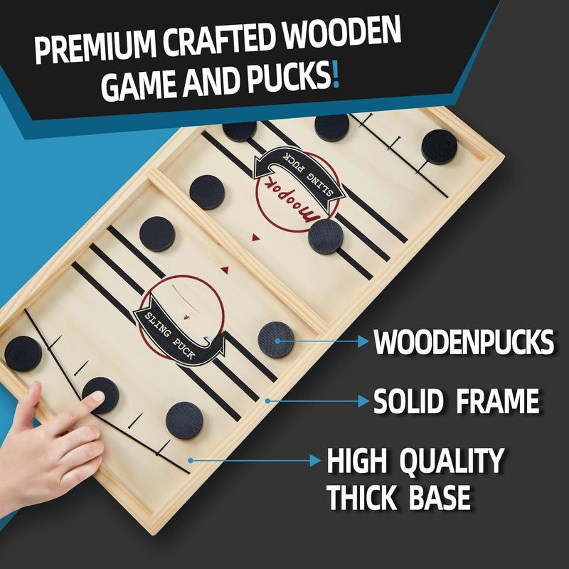 Fast Sling Puck Game,Wooden Hockey Game,Super Foosball Table,Desktop Battle Parent-Child Interaction Winner Slingshot Game,Adults and Kids Family Game Toys