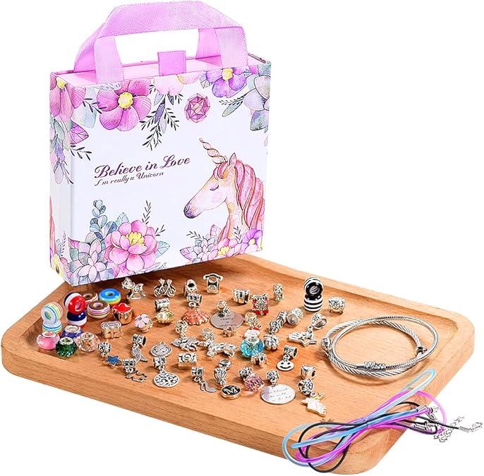 Christmas Girls Charm Bracelet Making Kit: A Girls Unicorn Toy Gifts for Ages 6 7 8 9 10 Girls Jewelry Making Kit 8-12 Perfect Crafts for Girls That Imagination Self-Expression and Inspires Creativity