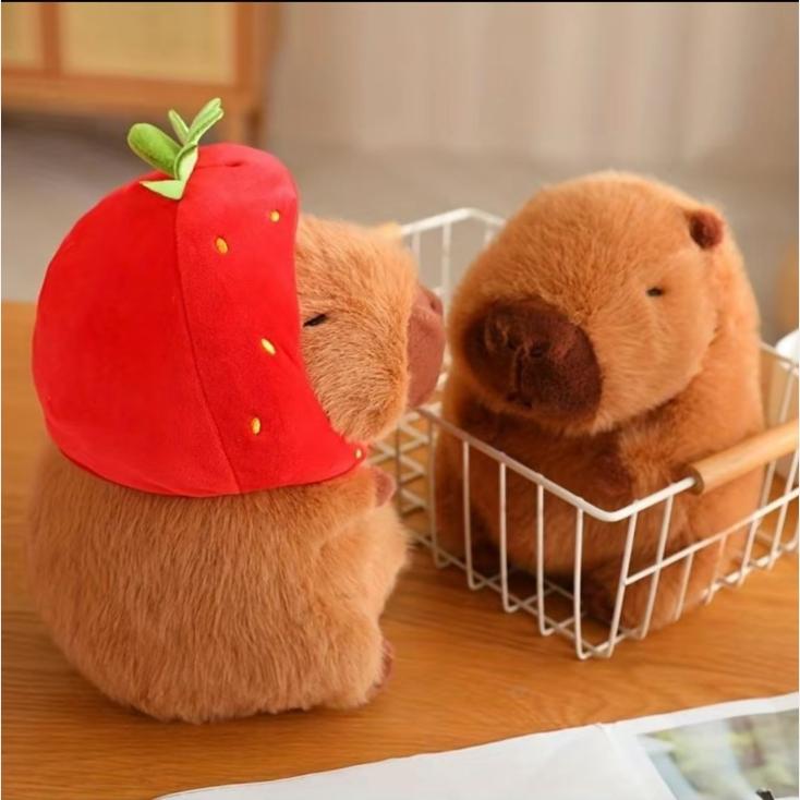 Strawberry Capybara Plush Toy, SummerGifts, Cute Capybara Anime Fluffy Toy,Creative Birthday and Holiday Gift OptionsRoom Decor, Thanksgiving, Chrismats GiftSet Strawberry Capybara