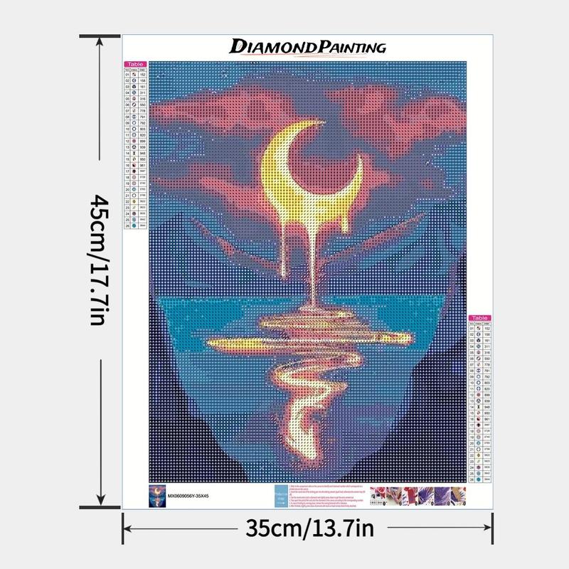 Moon & Mountain & River DIY Diamond Painting Without Frame, 1 Count Diamond Painting Kit, DIY Diamond Painting Kits For Children & Adults