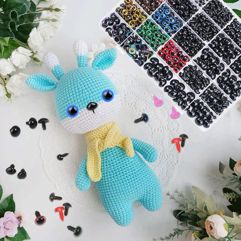 1100PCS, Safety Eyes and Nose, Safety Eyes for Crocheting, Colorful Doll Crochet Eyes with Washers, Suitable for Plush Toys, Crocheted Toys, Plush Dolls (Various Sizes)