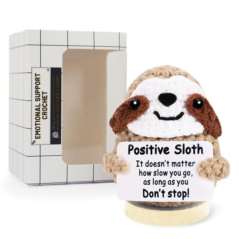 Positive Crochet Animals, Handmade Positive Sloth Home, Sloth Gifts for Women Men Friends Family