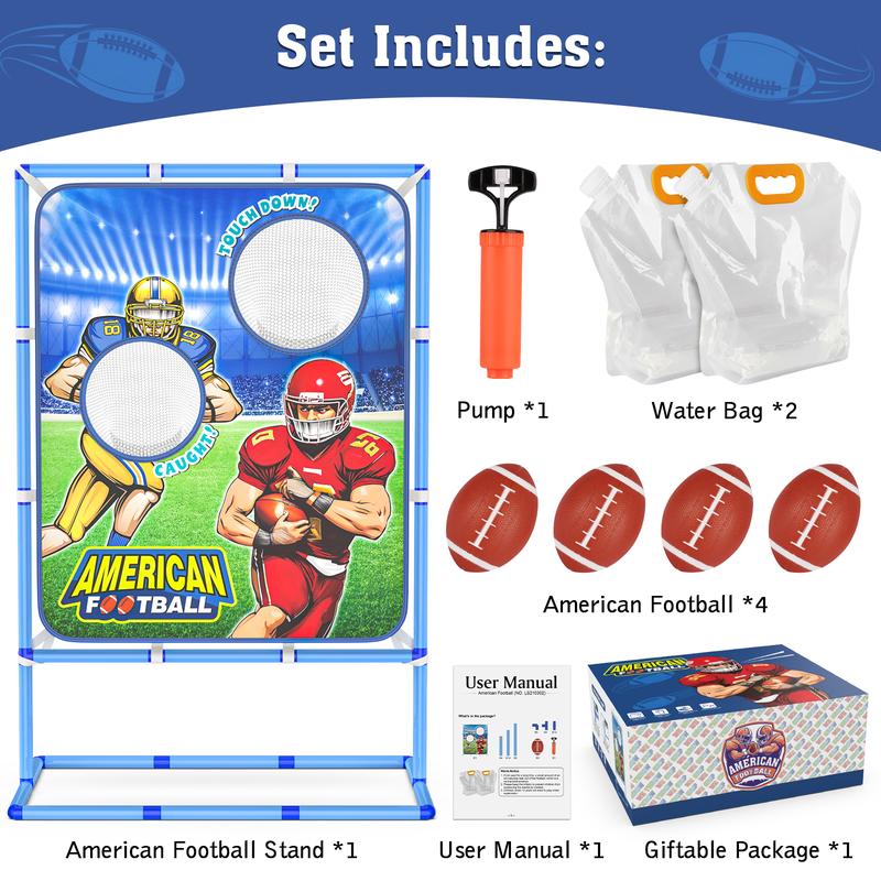 Football Toss Game with 4 Inflatable Balls, Indoor Outdoor Football Throwing Target Toy for Kids Ages 4-7 8-12- Perfect Christmas Birthday Gifts.