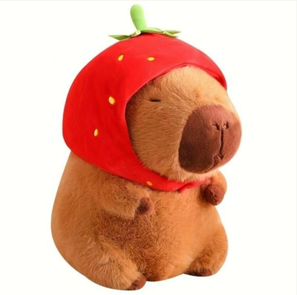 Strawberry Capybara Plush Toy, SummerGifts, Cute Capybara Anime Fluffy Toy,Creative Birthday and Holiday Gift OptionsRoom Decor, Thanksgiving, Chrismats GiftSet Strawberry Capybara