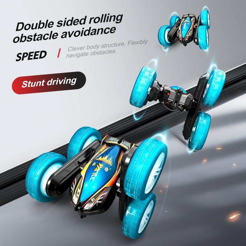 Stunt Remote Control Car - Double Sided RC Stunt Car Outdoor Toys For Kids，360° Flip 4WD Rechargeable Race Car，Girls Boys Gifts，With Lights & Music, for children and family interaction, Christmas gift, New Year gift,Birthday Gifts