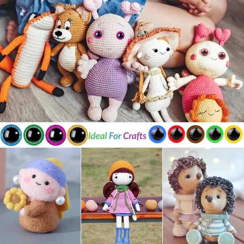 1100PCS, Safety Eyes and Nose, Safety Eyes for Crocheting, Colorful Doll Crochet Eyes with Washers, Suitable for Plush Toys, Crocheted Toys, Plush Dolls (Various Sizes)