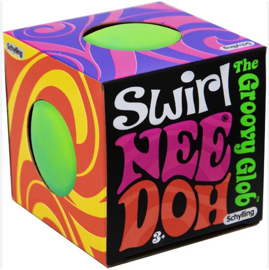 Schylling NeeDoh The Groovy Glob! Squishy, Squeezy, Stretchy Stress Balls Green, Orange & Pink Complete Gift Set Party Bundle - 3 Pack