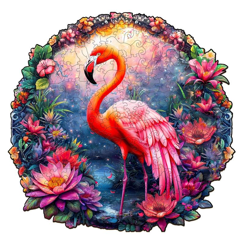 Elegant Flamingo Wooden Jigsaw Puzzle for Kids and Adults