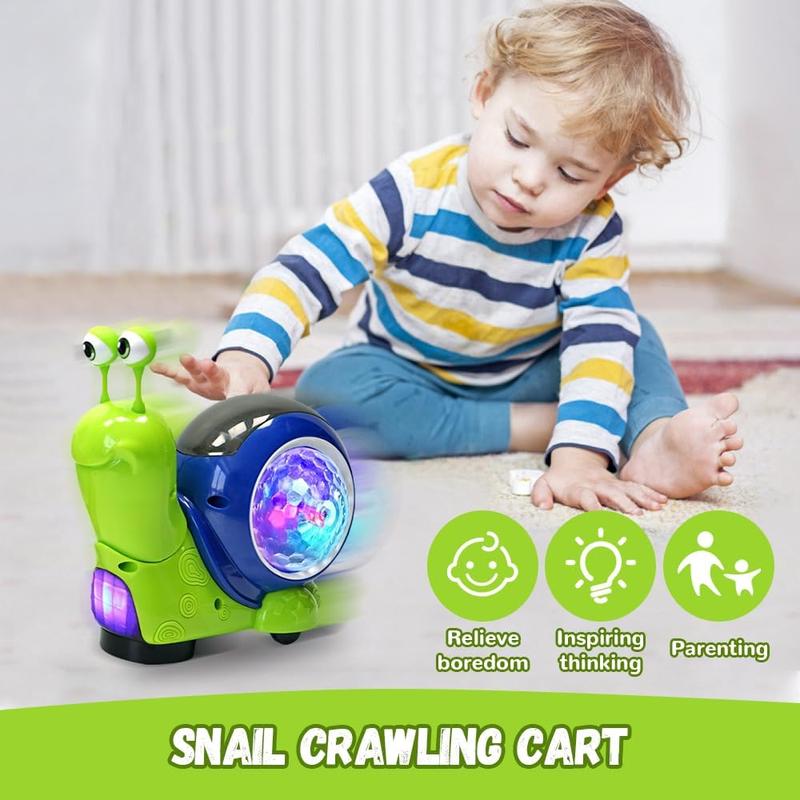 Crawling Snail Design Music Toys, Electric Snail Toy, Cute Electronic Animal Crawl Toy, Toys with Built-in LED Light, Interactive Learning Toy