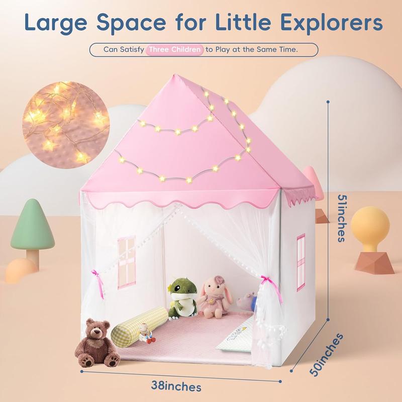 Christmas gift Kid Tent with Star Lights - Large Princess Playhouse for Toddlers | Indoor & Outdoor Toy House Gift for Girls