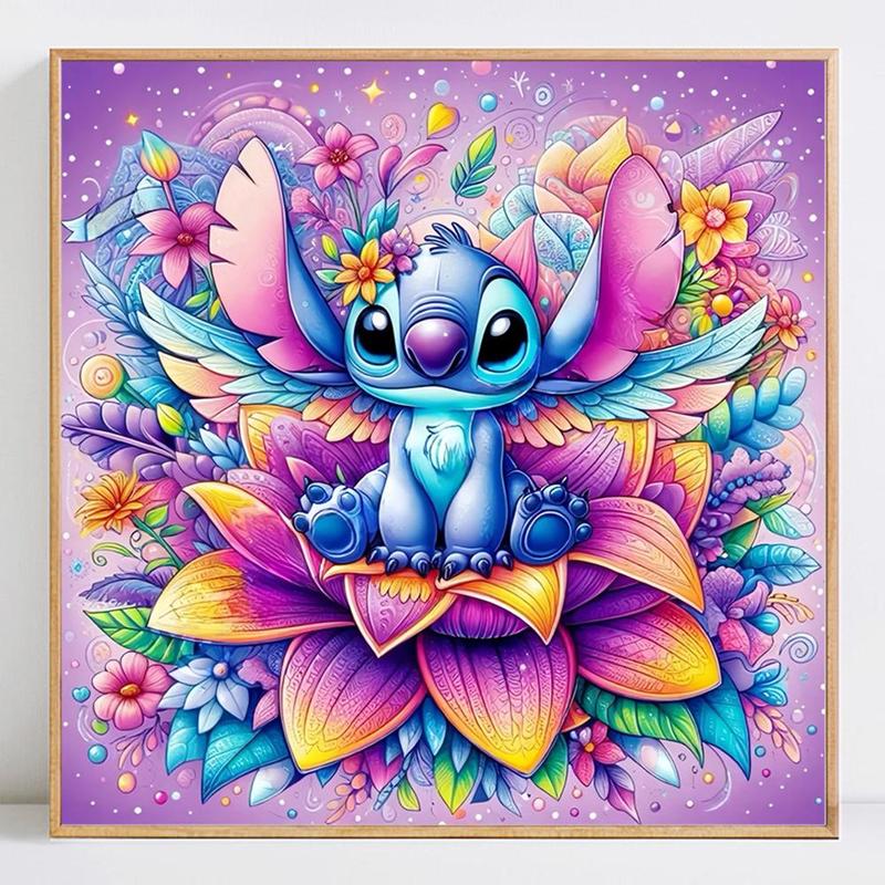 Stitch Pattern DIY Diamond Arts Colorful Painting without Frame, 1 Count 5D Full Round Diamond Arts Colorful Painting Kit, Wall Art Decor for Home, Christmas, Christmas Gift