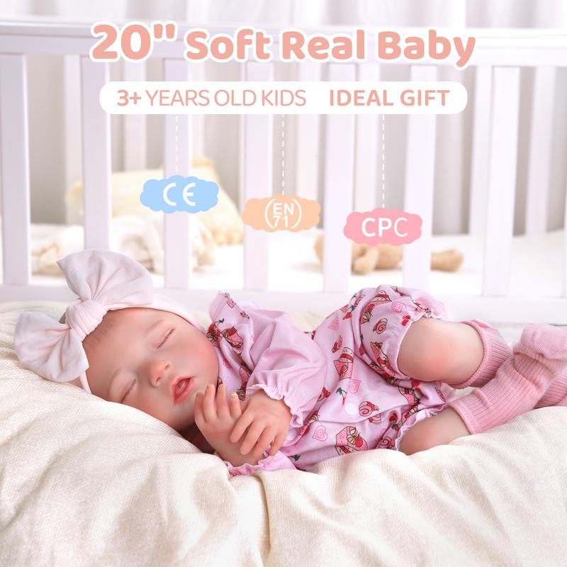 BABESIDE Lifelike Reborn Baby Dolls - Bella, 20-Inch Baby Feeling Realistic-Newborn Baby Dolls Cute Real Life Baby Dolls Sleeping Girl with Gift Box for Kids Age 3 +