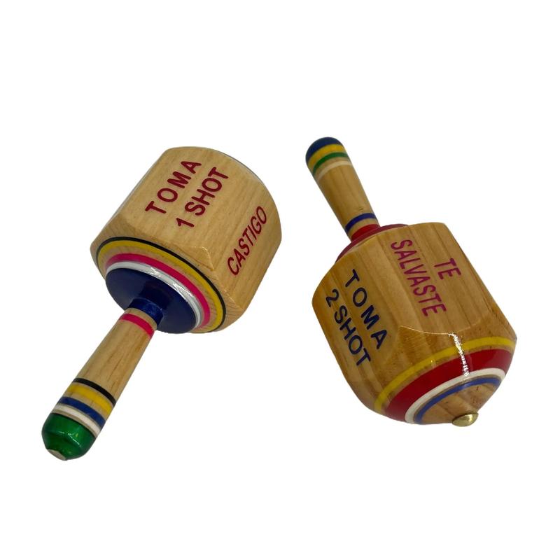 Wooden Multicolored Pirinola - Toma Shot Drinking Game