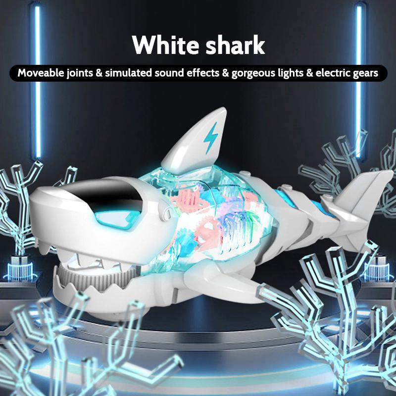 Electric Gear Shark Simulation Light Music Swing Universal Mechanical Shark Sea Animal Electric Toy