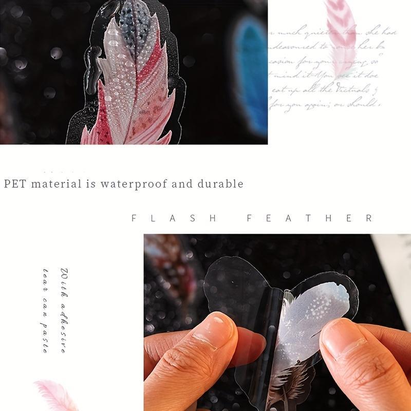 40pcs Random Color Feather Stickers, Waterproof Durable Stickers, DIY Scrapbooking Material Self Adhesive Sticker