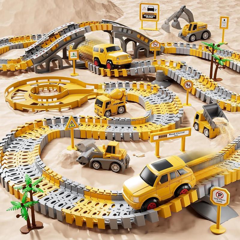 City Truck Track Toy, 236pcs set Construction Car Track Toy, Race Track Toy, Birthday Gift, Christmas Gift