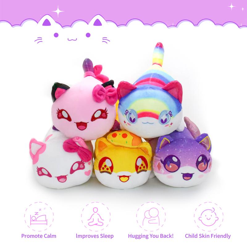 69-PCS 11-inches Cat Plush + 60 Stickers + 8 Shoes Charms- Goddess Cat Collection - 100% Embroidered plush - Cat Stuffed Animal Collection (Goddess, KC, KC Heart, Rainbow, Noi Pizza, Cat)